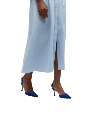 Manolo Blahnik Carolyne Suede Mid-Heel Slingback Pump | Thumbnail 1 Manolo Blahnik Carolyne Suede Mid-Heel Slingback Pump | Thumbnail 1