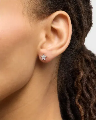 Sydney Evan 14k White Gold Pave Star Stud Earring, Single | Thumbnail 5 Sydney Evan 14k White Gold Pave Star Stud Earring, Single | Thumbnail 5
