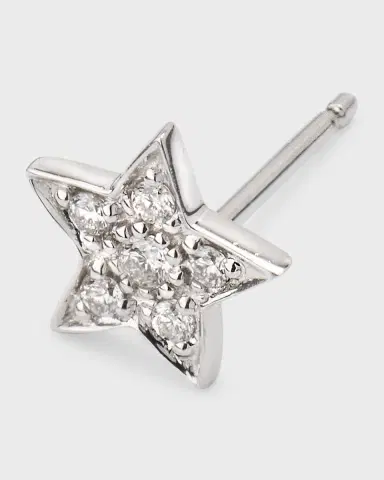 Sydney Evan 14k White Gold Pave Star Stud Earring, Single | Thumbnail 6 Sydney Evan 14k White Gold Pave Star Stud Earring, Single | Thumbnail 6