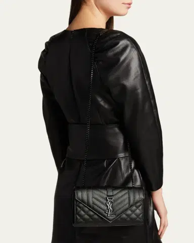 Saint Laurent Envelope Triquilt Small YSL Shoulder Bag in Grained Leather | Thumbnail 2 Saint Laurent Envelope Triquilt Small YSL Shoulder Bag in Grained Leather | Thumbnail 2