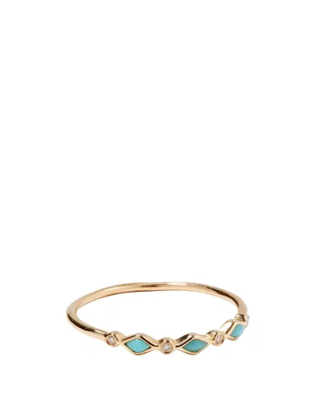 Turquoise Bezel & Diamond Stacking Ring Turquoise Bezel & Diamond Stacking Ring