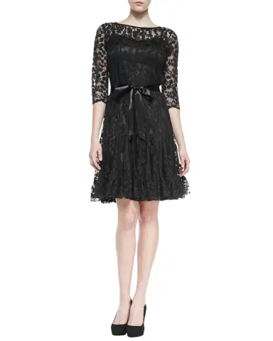 Rickie Freeman for Teri Jon 3/4-Sleeve Lace Overlay Cocktail Dress | Thumbnail 1 Rickie Freeman for Teri Jon 3/4-Sleeve Lace Overlay Cocktail Dress | Thumbnail 1