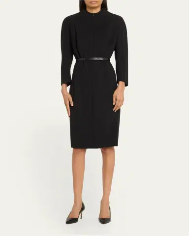 Akris Split-Neck Double-Face Wool Sheath Dress | Thumbnail 2 Akris Split-Neck Double-Face Wool Sheath Dress | Thumbnail 2