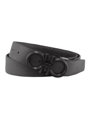 Ferragamo Men's Reversible Textured Leather Belt with Beveled Gancini Buckle | Thumbnail 1 Ferragamo Men's Reversible Textured Leather Belt with Beveled Gancini Buckle | Thumbnail 1