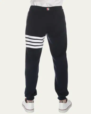 Thom Browne Men's Classic Drawstring Sweatpants with Stripe Detail | Thumbnail 4 Thom Browne Men's Classic Drawstring Sweatpants with Stripe Detail | Thumbnail 4