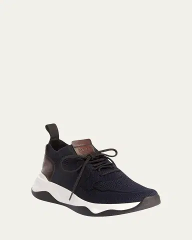 Berluti Men's Shadow Knit Sneaker with Leather Details | Thumbnail 2 Berluti Men's Shadow Knit Sneaker with Leather Details | Thumbnail 2