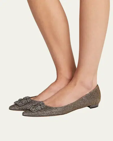Manolo Blahnik Hangisi Metallic Fabric Buckle Flat | Thumbnail 2 Manolo Blahnik Hangisi Metallic Fabric Buckle Flat | Thumbnail 2