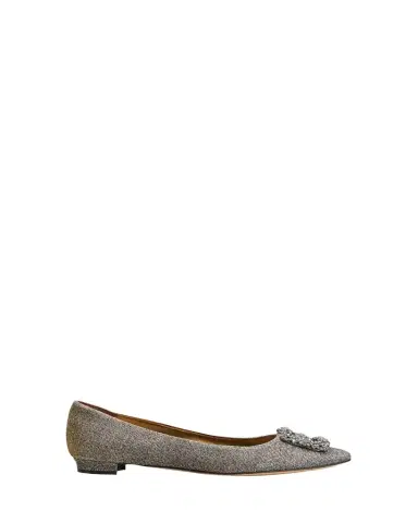 Manolo Blahnik Hangisi Metallic Fabric Buckle Flat | Thumbnail 1 Manolo Blahnik Hangisi Metallic Fabric Buckle Flat | Thumbnail 1