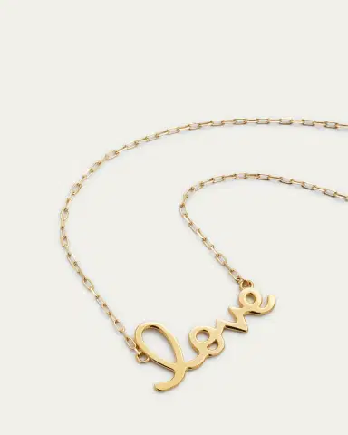 Sydney Evan 14K Yellow Gold Pure Love Script Necklace | Thumbnail 3 Sydney Evan 14K Yellow Gold Pure Love Script Necklace | Thumbnail 3