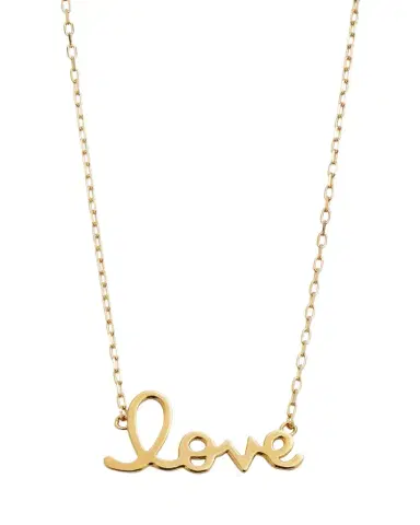Sydney Evan 14K Yellow Gold Pure Love Script Necklace | Thumbnail 1 Sydney Evan 14K Yellow Gold Pure Love Script Necklace | Thumbnail 1