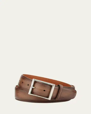 Berluti Men's Classic Burnished Leather Belt | Thumbnail 2 Berluti Men's Classic Burnished Leather Belt | Thumbnail 2