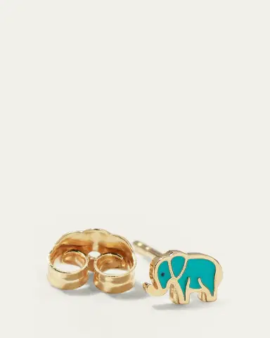 Sydney Evan 14k Mini Elephant Enamel Single Stud Earring | Thumbnail 4 Sydney Evan 14k Mini Elephant Enamel Single Stud Earring | Thumbnail 4