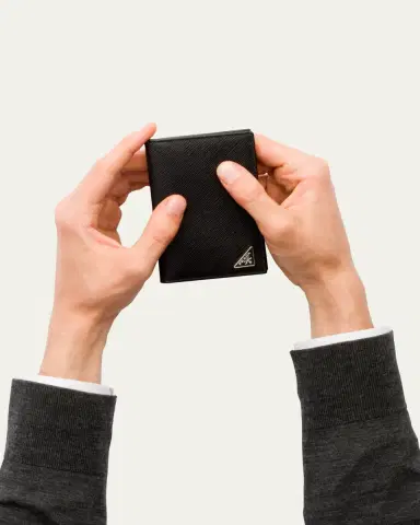 Prada Men's Saffiano Slim Card Holder Wallet | Thumbnail 2 Prada Men's Saffiano Slim Card Holder Wallet | Thumbnail 2