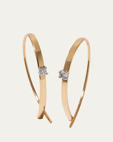 Lana Solo Mini Flat Upside Down Hoops with Diamonds | Thumbnail 3 Lana Solo Mini Flat Upside Down Hoops with Diamonds | Thumbnail 3