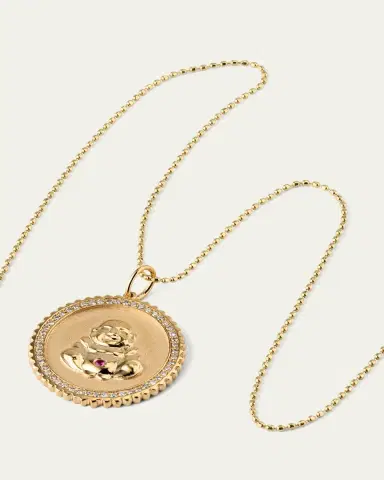 Sydney Evan 14k Buddha Coin Pendant Necklace with Diamonds | Thumbnail 3 Sydney Evan 14k Buddha Coin Pendant Necklace with Diamonds | Thumbnail 3