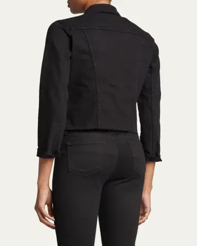 L'Agence Janelle Slim Raw-Edge Denim Jacket | Thumbnail 3 L'Agence Janelle Slim Raw-Edge Denim Jacket | Thumbnail 3