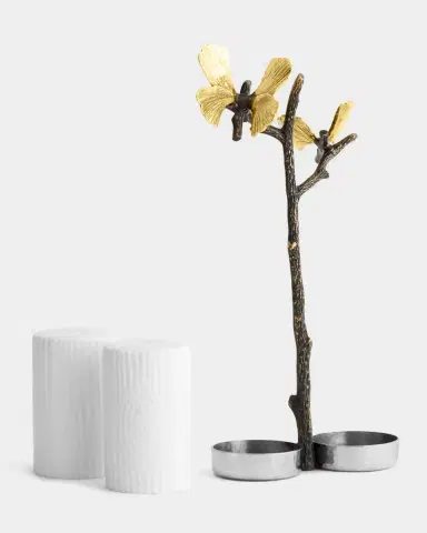 Michael Aram Butterfly Ginkgo Salt and Pepper Shakers with Caddy | Thumbnail 2 Michael Aram Butterfly Ginkgo Salt and Pepper Shakers with Caddy | Thumbnail 2