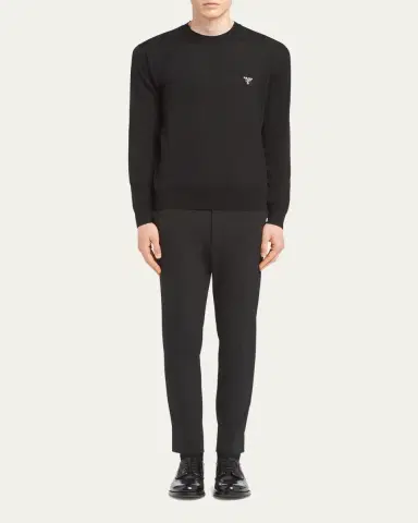 Prada Men's Superfine Wool Crew Sweater | Thumbnail 2 Prada Men's Superfine Wool Crew Sweater | Thumbnail 2