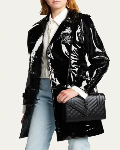 Saint Laurent Envelope Triquilt Medium YSL Shoulder Bag in Grained Leather | Thumbnail 2 Saint Laurent Envelope Triquilt Medium YSL Shoulder Bag in Grained Leather | Thumbnail 2