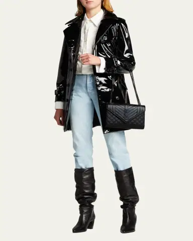 Saint Laurent Envelope Triquilt Medium YSL Shoulder Bag in Grained Leather | Thumbnail 5 Saint Laurent Envelope Triquilt Medium YSL Shoulder Bag in Grained Leather | Thumbnail 5