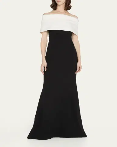 Lela Rose Off-the-Shoulder Two-Tone Gown | Thumbnail 2 Lela Rose Off-the-Shoulder Two-Tone Gown | Thumbnail 2