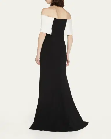 Lela Rose Off-the-Shoulder Two-Tone Gown | Thumbnail 3 Lela Rose Off-the-Shoulder Two-Tone Gown | Thumbnail 3