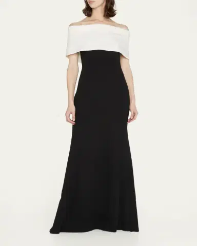 Lela Rose Off-the-Shoulder Two-Tone Gown | Thumbnail 4 Lela Rose Off-the-Shoulder Two-Tone Gown | Thumbnail 4