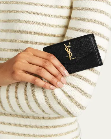 Saint Laurent YSL Monogram Flap Card Case in Grained Leather | Thumbnail 2 Saint Laurent YSL Monogram Flap Card Case in Grained Leather | Thumbnail 2