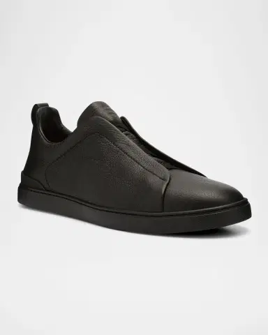 ZEGNA Men's Triple Stitch Deerskin Leather Sneakers | Thumbnail 2 ZEGNA Men's Triple Stitch Deerskin Leather Sneakers | Thumbnail 2