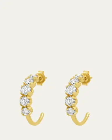 Jennifer Meyer 18k Gold Graduated Diamond Small Hoop Earrings | Thumbnail 2 Jennifer Meyer 18k Gold Graduated Diamond Small Hoop Earrings | Thumbnail 2