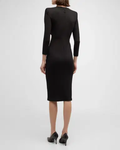 Giorgio Armani Draped Milano Stitch Midi Dress | Thumbnail 3 Giorgio Armani Draped Milano Stitch Midi Dress | Thumbnail 3
