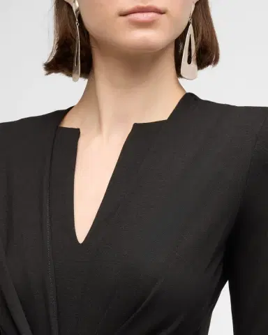 Giorgio Armani Draped Milano Stitch Midi Dress | Thumbnail 4 Giorgio Armani Draped Milano Stitch Midi Dress | Thumbnail 4