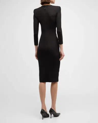 Giorgio Armani Draped Milano Stitch Midi Dress | Thumbnail 5 Giorgio Armani Draped Milano Stitch Midi Dress | Thumbnail 5