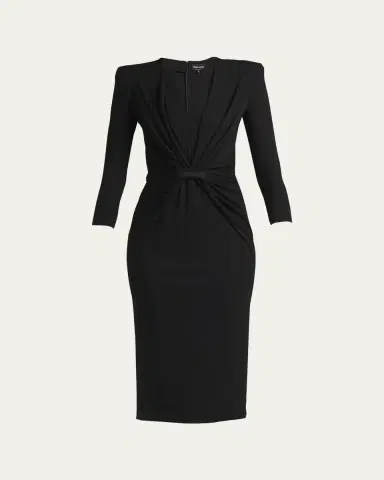 Giorgio Armani Draped Milano Stitch Midi Dress | Thumbnail 7 Giorgio Armani Draped Milano Stitch Midi Dress | Thumbnail 7