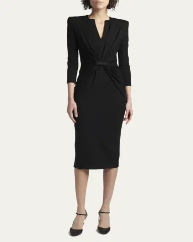 Giorgio Armani Draped Milano Stitch Midi Dress | Thumbnail 8 Giorgio Armani Draped Milano Stitch Midi Dress | Thumbnail 8