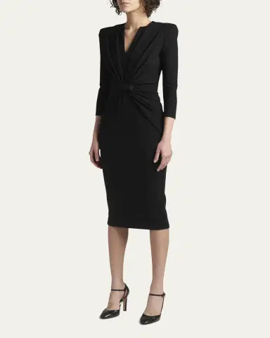 Giorgio Armani Draped Milano Stitch Midi Dress | Thumbnail 9 Giorgio Armani Draped Milano Stitch Midi Dress | Thumbnail 9