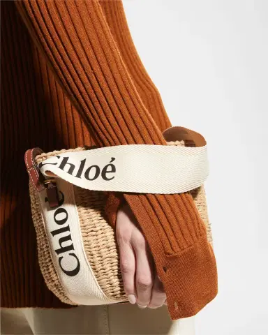 Chloé Woody Small Mifuko Basket Bag in Fair Trade Paper Embellished with Linen | Thumbnail 4 Chloé Woody Small Mifuko Basket Bag in Fair Trade Paper Embellished with Linen | Thumbnail 4