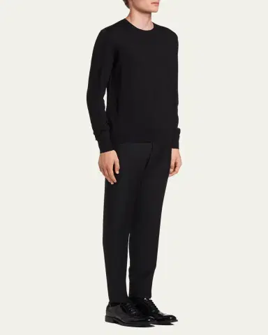Prada Men's Worsted Wool Crewneck Sweater | Thumbnail 4 Prada Men's Worsted Wool Crewneck Sweater | Thumbnail 4
