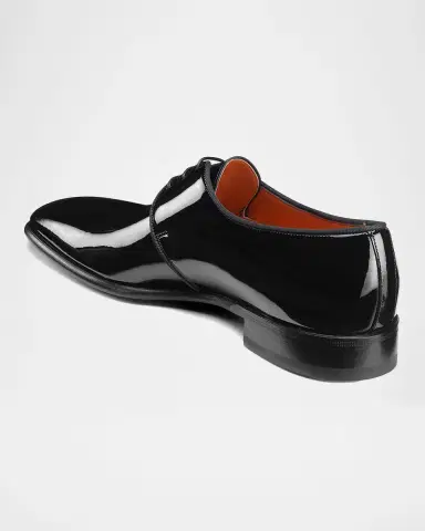 Santoni Men's Patent Leather Grosgrain-Trim Derby Shoes | Thumbnail 3 Santoni Men's Patent Leather Grosgrain-Trim Derby Shoes | Thumbnail 3