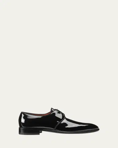Santoni Men's Patent Leather Grosgrain-Trim Derby Shoes | Thumbnail 5 Santoni Men's Patent Leather Grosgrain-Trim Derby Shoes | Thumbnail 5