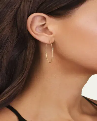 Lana 14K Gold Small Oval Magic Hoop Earrings with Diamonds | Thumbnail 2 Lana 14K Gold Small Oval Magic Hoop Earrings with Diamonds | Thumbnail 2
