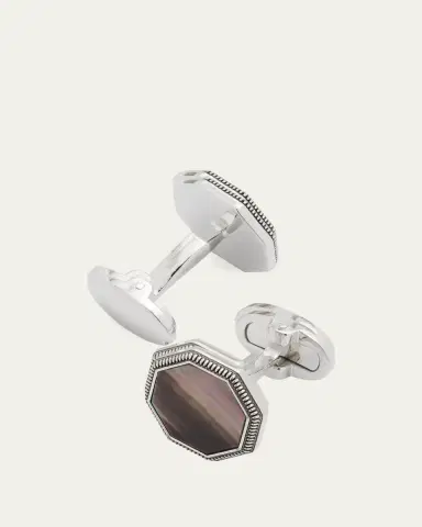 Jan Leslie Men's Octagon Mother-of-Pearl Cufflinks | Thumbnail 4 Jan Leslie Men's Octagon Mother-of-Pearl Cufflinks | Thumbnail 4