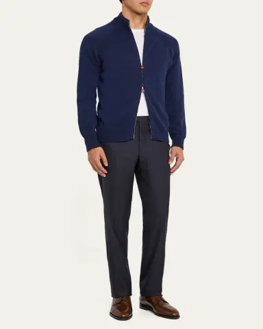 Kiton Men's 15 Micron Flat-Front Trousers | Thumbnail 2 Kiton Men's 15 Micron Flat-Front Trousers | Thumbnail 2