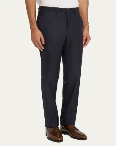 Kiton Men's 15 Micron Flat-Front Trousers | Thumbnail 4 Kiton Men's 15 Micron Flat-Front Trousers | Thumbnail 4