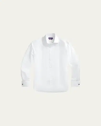 Ralph Lauren Purple Label Men's Solid Poplin Aston Pleated Formal Dress Shirt | Thumbnail 7 Ralph Lauren Purple Label Men's Solid Poplin Aston Pleated Formal Dress Shirt | Thumbnail 7