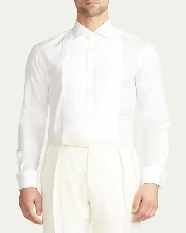 Ralph Lauren Purple Label Men's Solid Poplin Aston Pleated Formal Dress Shirt | Thumbnail 9 Ralph Lauren Purple Label Men's Solid Poplin Aston Pleated Formal Dress Shirt | Thumbnail 9