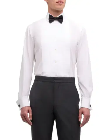 Ralph Lauren Purple Label Men's Solid Poplin Aston Pleated Formal Dress Shirt | Thumbnail 1 Ralph Lauren Purple Label Men's Solid Poplin Aston Pleated Formal Dress Shirt | Thumbnail 1