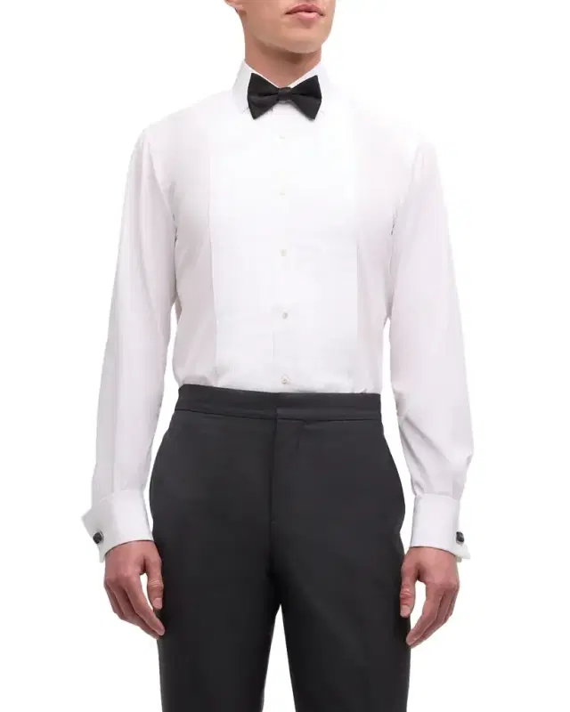 Men's Solid Poplin Aston Pleated Formal Dress Shirt Men's Solid Poplin Aston Pleated Formal Dress Shirt
