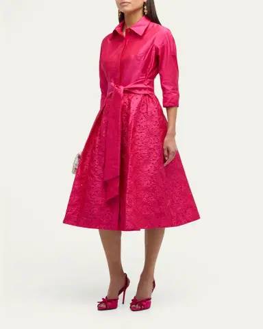 Rickie Freeman for Teri Jon Taffeta Shirt Dress w/ Eyelet Skirt | Thumbnail 3 Rickie Freeman for Teri Jon Taffeta Shirt Dress w/ Eyelet Skirt | Thumbnail 3