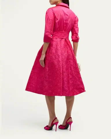 Rickie Freeman for Teri Jon Taffeta Shirt Dress w/ Eyelet Skirt | Thumbnail 4 Rickie Freeman for Teri Jon Taffeta Shirt Dress w/ Eyelet Skirt | Thumbnail 4
